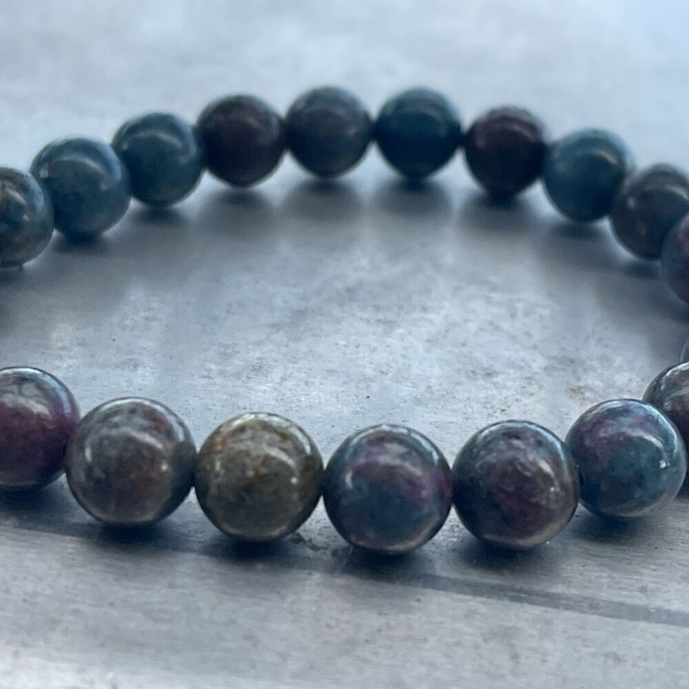 Ruby Fuchsite with Kyanite beaded bracelet 6.75” crystal healing emotional suppo - Picture 10 of 12
